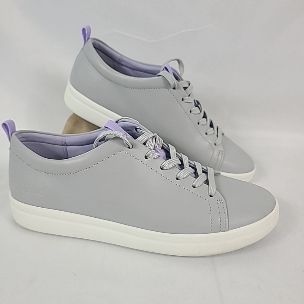 Vionic Paisley Leather Casual Sneaker Shoe Womens Size 8 Gray White - Picture 1 of 10
